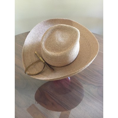 Annabell Ingall  Australia  Packable Straw Hat  Gold Leather Ribbon  eb-01257573